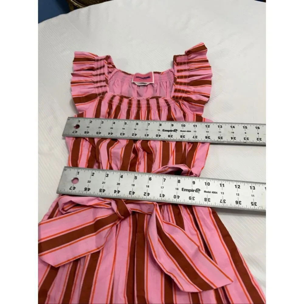 Kate Spade Calais Ruffle Dress Pink Stripe Flutter Belt Size XXS New